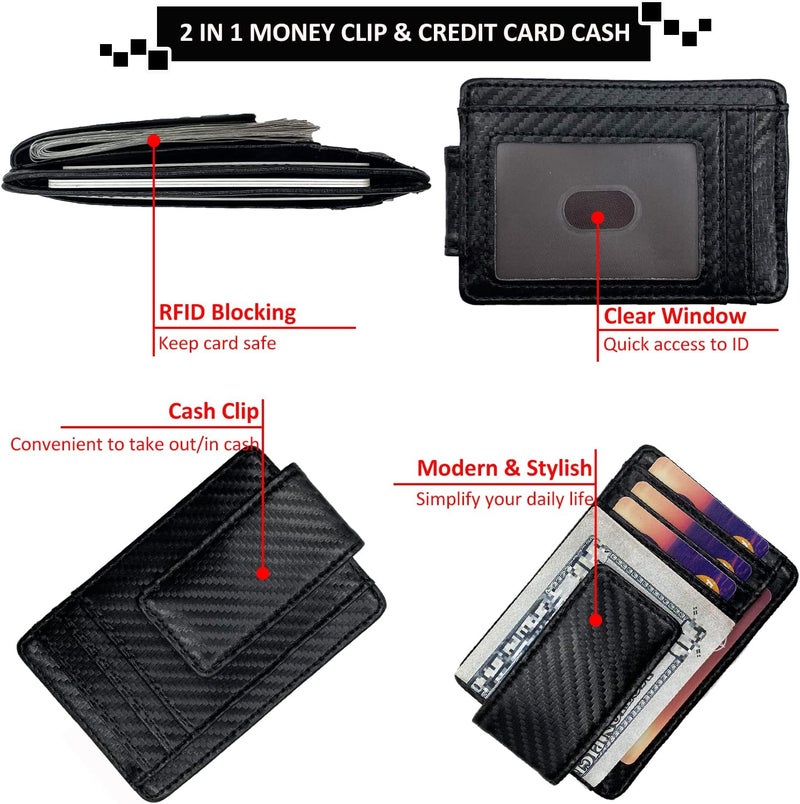 HOPSOOKEN Money Clip RFID Front Pocket Wallet Men Leather Slim Minimalist Wallet - Image 3